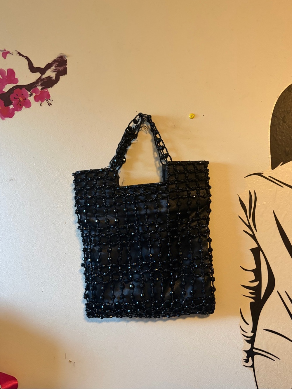 Vintage Black Beaded Purse